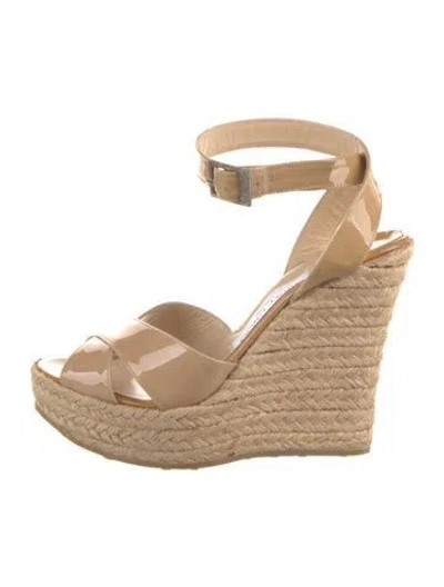 Pre-owned Jimmy Choo Patent Leather Espadrilles In Neutral