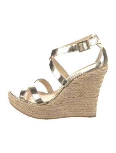 Pre-owned Jimmy Choo Patent Leather Espadrilles In Neutral