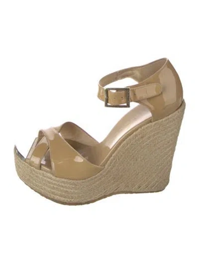 Pre-owned Jimmy Choo Patent Leather Espadrilles In Neutrals