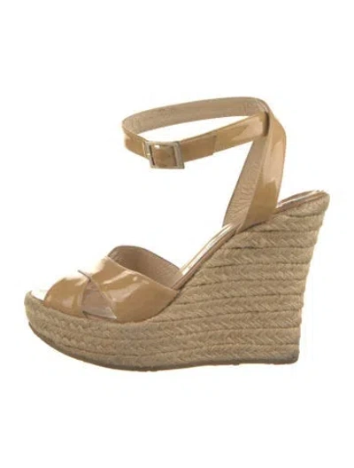 Pre-owned Jimmy Choo Patent Leather Espadrilles In Neutrals