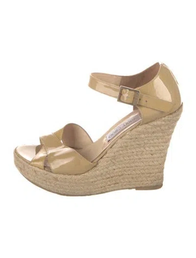 Pre-owned Jimmy Choo Patent Leather Espadrilles In Neutrals