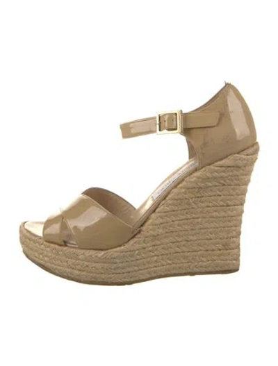 Pre-owned Jimmy Choo Patent Leather Espadrilles In Neutrals