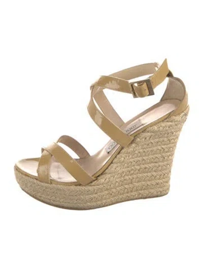 Pre-owned Jimmy Choo Patent Leather Espadrilles In Neutrals