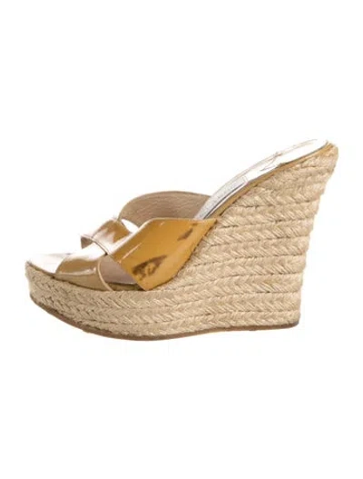 Pre-owned Jimmy Choo Patent Leather Espadrilles In Neutrals
