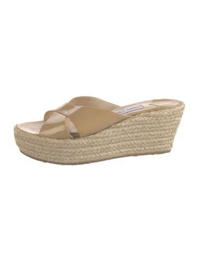 Pre-owned Jimmy Choo Patent Leather Espadrilles In Neutrals