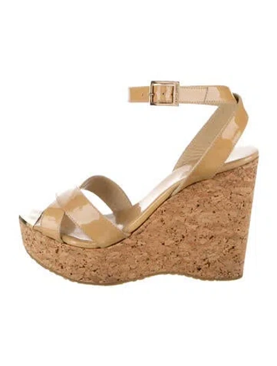 Pre-owned Jimmy Choo Patent Leather Espadrilles In Neutrals