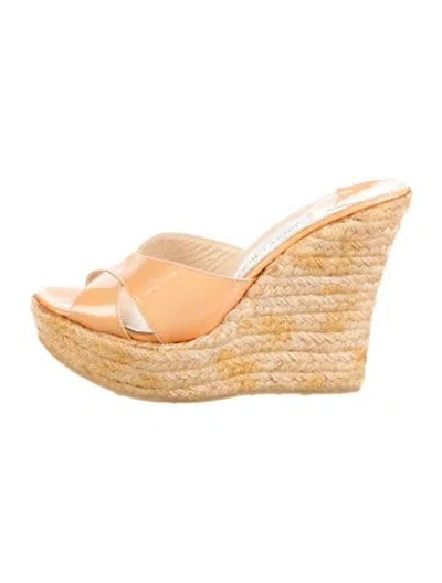 Pre-owned Jimmy Choo Patent Leather Espadrilles In Neutrals