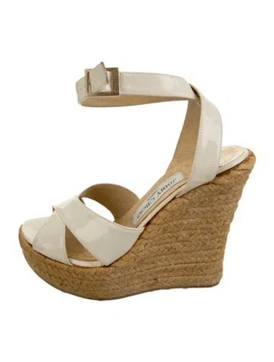 Pre-owned Jimmy Choo Patent Leather Espadrilles In Neutrals