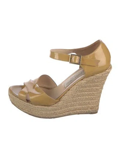 Pre-owned Jimmy Choo Patent Leather Espadrilles In Neutrals