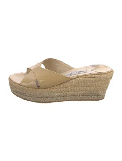Pre-owned Jimmy Choo Patent Leather Espadrilles In Neutrals