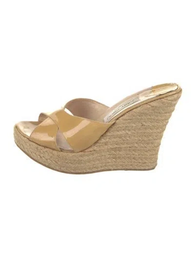 Pre-owned Jimmy Choo Patent Leather Espadrilles In Neutrals