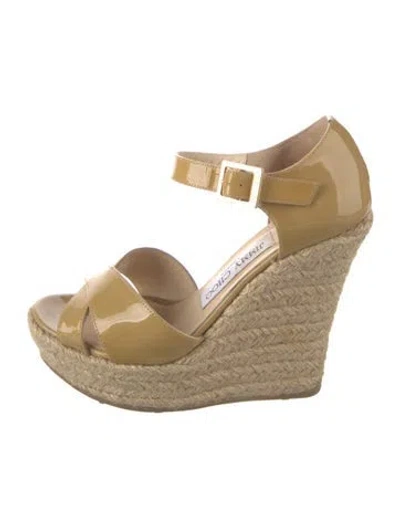 Pre-owned Jimmy Choo Patent Leather Espadrilles In Neutrals