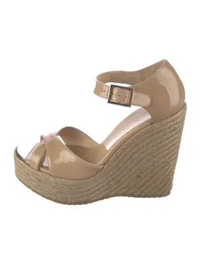 Pre-owned Jimmy Choo Patent Leather Espadrilles In Neutrals