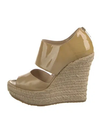 Pre-owned Jimmy Choo Patent Leather Espadrilles In Neutrals