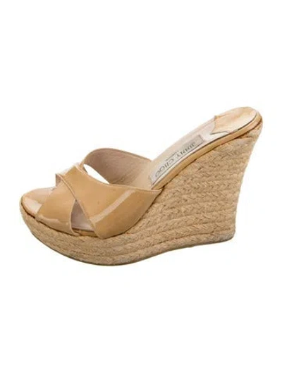 Pre-owned Jimmy Choo Patent Leather Espadrilles In Neutrals