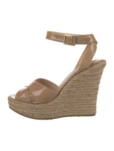 Pre-owned Jimmy Choo Patent Leather Espadrilles In Neutrals