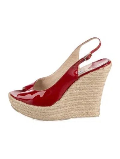 Pre-owned Jimmy Choo Patent Leather Espadrilles In Red