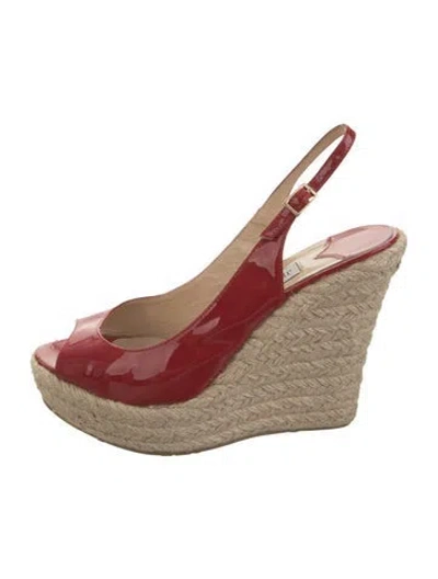 Pre-owned Jimmy Choo Patent Leather Espadrilles In Red