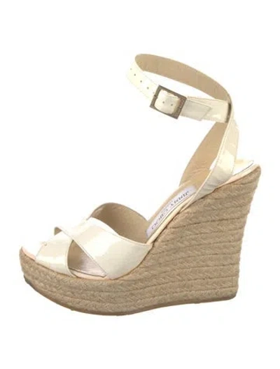 Pre-owned Jimmy Choo Patent Leather Espadrilles In White