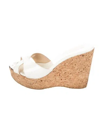 Pre-owned Jimmy Choo Patent Leather Espadrilles In White