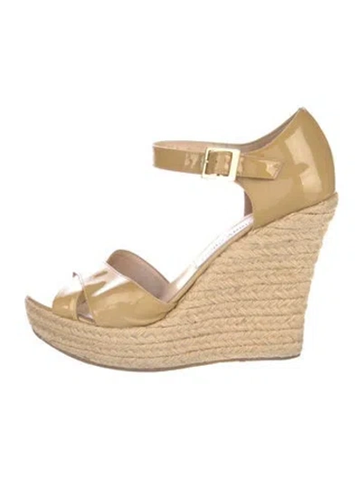 Pre-owned Jimmy Choo Patent Leather Espadrilles In Yellow