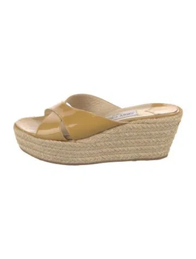 Pre-owned Jimmy Choo Patent Leather Espadrilles In Yellow