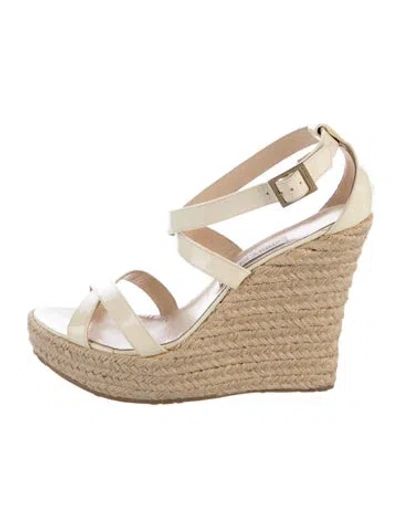 Pre-owned Jimmy Choo Patent Leather Espadrilles In Yellow
