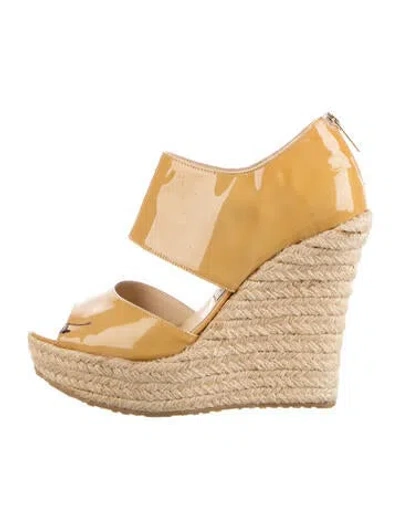 Pre-owned Jimmy Choo Patent Leather Espadrilles In Yellow