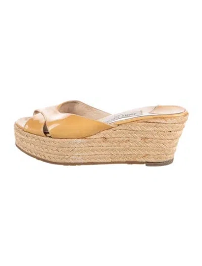 Pre-owned Jimmy Choo Patent Leather Espadrilles In Yellow