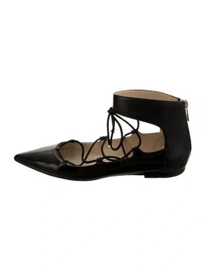 Pre-owned Jimmy Choo Patent Leather Flats In Black