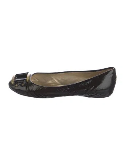 Pre-owned Jimmy Choo Patent Leather Flats In Brown