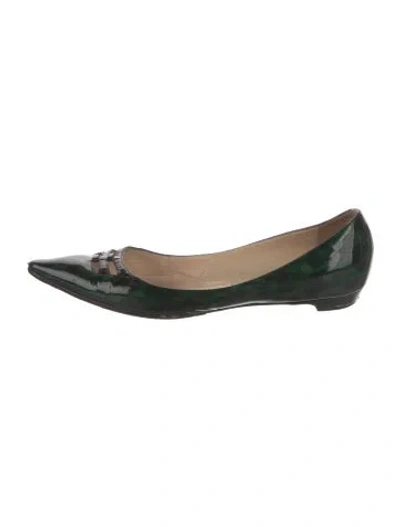 Pre-owned Jimmy Choo Patent Leather Flats In Green