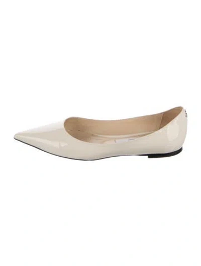Pre-owned Jimmy Choo Patent Leather Flats In Neutral