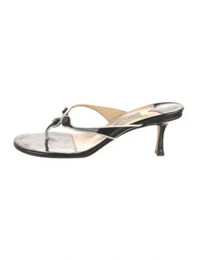 Pre-owned Jimmy Choo Patent Leather Flip Flops In Black