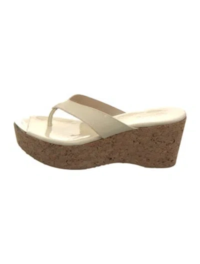 Pre-owned Jimmy Choo Patent Leather Flip Flops In Neutral