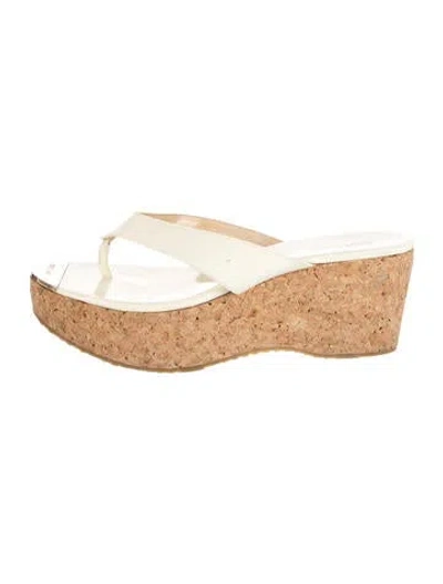 Pre-owned Jimmy Choo Patent Leather Flip Flops In Neutrals