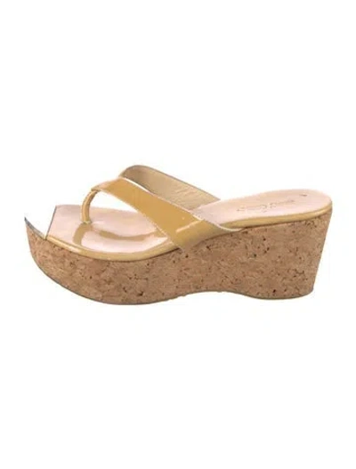 Pre-owned Jimmy Choo Patent Leather Flip Flops In Yellow