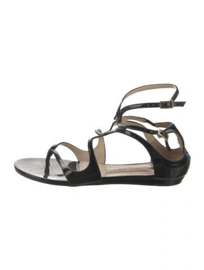 Pre-owned Jimmy Choo Patent Leather Gladiator Sandals In Black