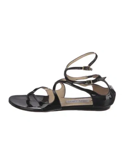 Pre-owned Jimmy Choo Patent Leather Gladiator Sandals In Black