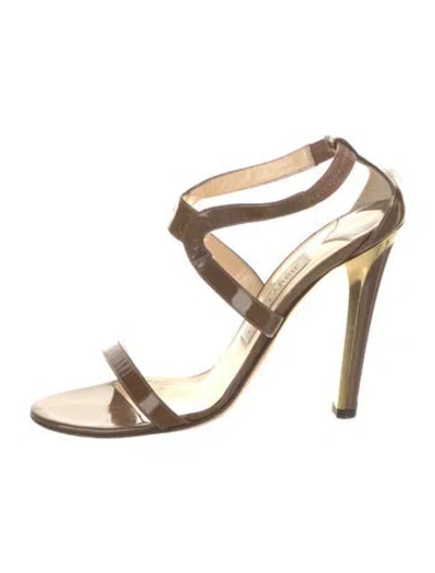 Pre-owned Jimmy Choo Patent Leather Gladiator Sandals In Brown