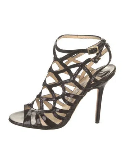 Pre-owned Jimmy Choo Patent Leather Gladiator Sandals In Brown