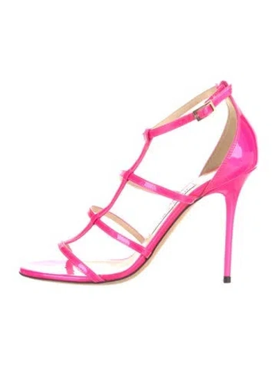 Pre-owned Jimmy Choo Patent Leather Gladiator Sandals In Pink