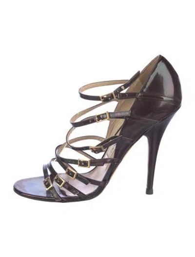 Pre-owned Jimmy Choo Patent Leather Gladiator Sandals In Purple