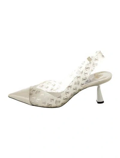 Pre-owned Jimmy Choo Patent Leather Graphic Print Slingback Pumps In Clear