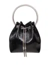 Jimmy Choo Eyelet Chain Bucket Bag With Metallic Handle In Black