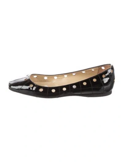 Pre-owned Jimmy Choo Patent Leather Lasercut Accents Ballet Flats In Black