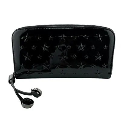 Pre-owned Jimmy Choo Patent Leather Long Wallet (bi-fold) () In Black