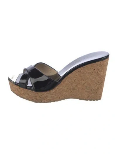 Pre-owned Jimmy Choo Patent Leather Mules In Black/neutrals