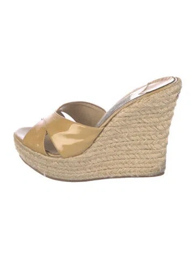 Pre-owned Jimmy Choo Patent Leather Mules In Neutral