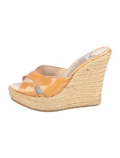 Pre-owned Jimmy Choo Patent Leather Mules In Neutral